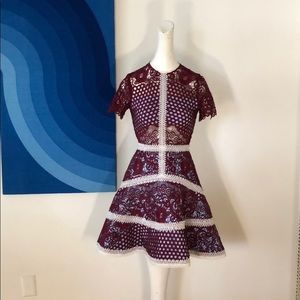 Burgundy and blue embroidered Alexis dress